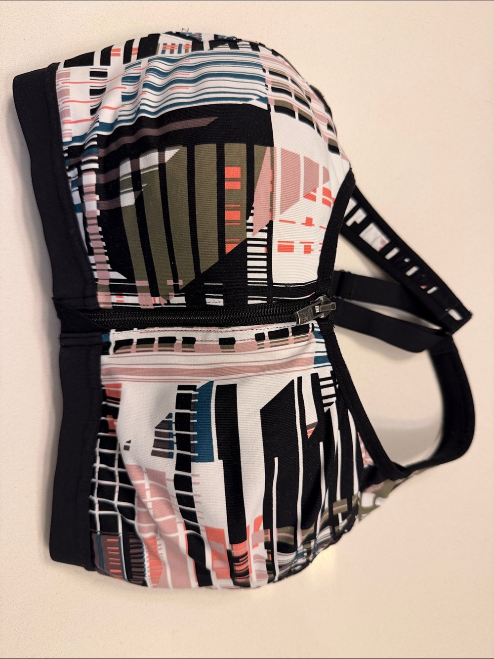 Victoria's Secret Black Multi-Print Zip-Front Sports Bra